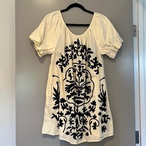 Free People Cream and Black Mini Dress